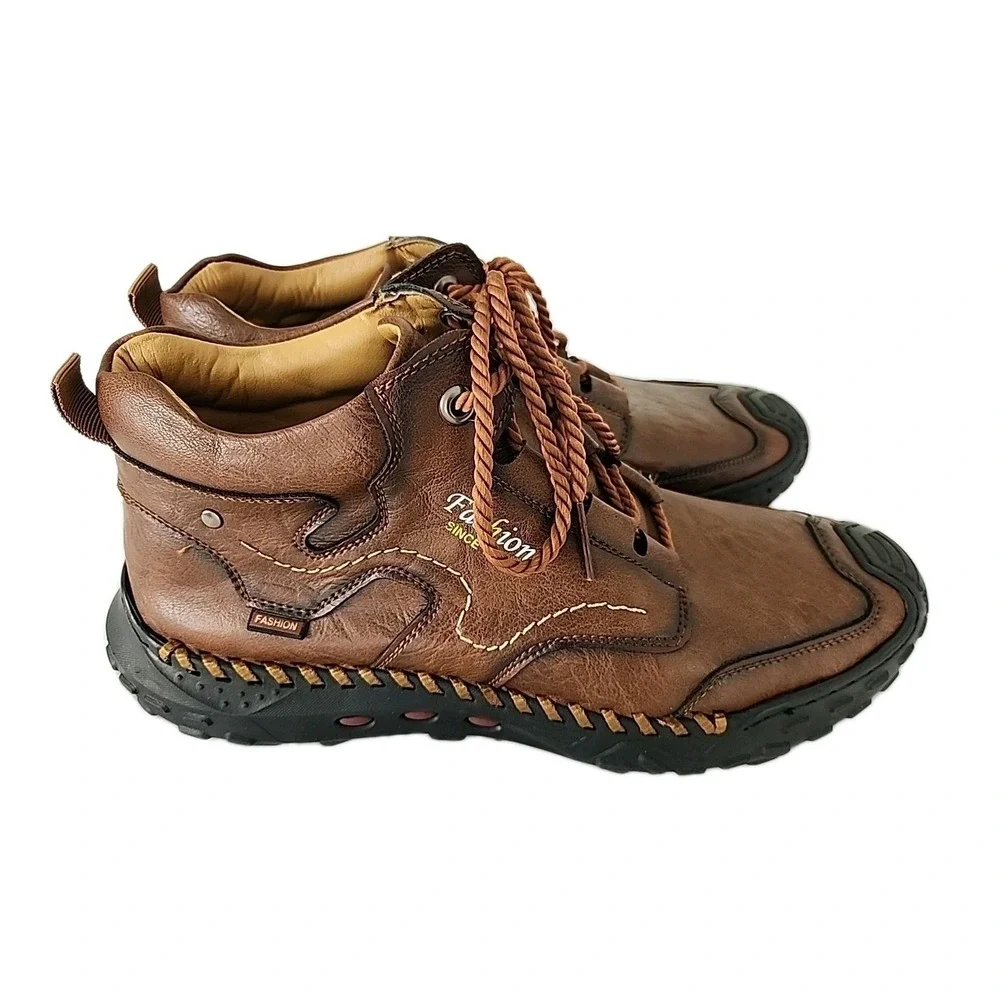 New Tanner Men's 14 Brown Soft Leather Handcrafted Ankle Hiking Outdoor Boots‎